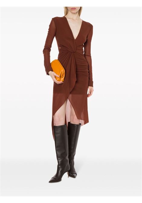 Brown V-neck twist-detail dress Philosophy di Lorenzo Serafini - women PHILOSOPHY DI LORENZO SERAFINI | 045057180108